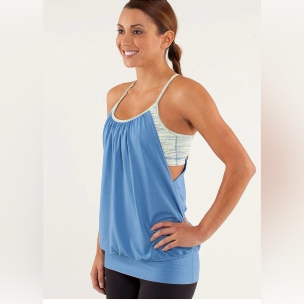 Lululemon No Limits Tank Top Bra Attached Blue Tank | Size 6 | NWOT - Picture 1 of 10